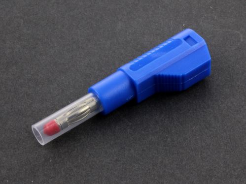 banánek 4mm se zasouvacím krytem, se zdířkou, letovací - modrý