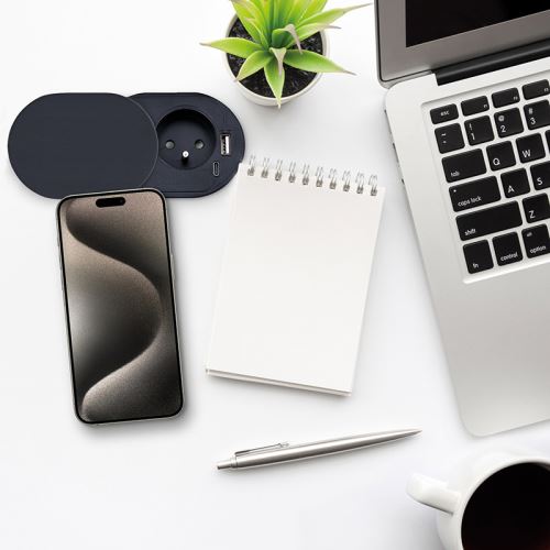 Vestavná zásuvka 2/01 černá (16A 1mm2) +USB-A,USB-C 20W PD