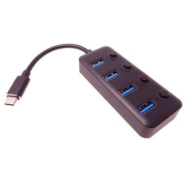 USB-C rozbočovač HUB s vypínači (USB-C 3,1/4xUSB 3,1)
