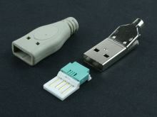 USB A vidlice kabel + krytka - zamačkávací