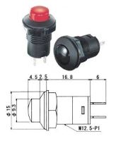 stiskací vypínač panelový kulatý červený EST Marushin