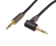 stíněný kabel stereo JACK3,5s vidlice-JACK3,5s vidlice úhlová HQ 1,5m