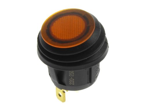 voděodolný kolébkový vypínač OFF-ON 3piny 250V/10A oranžová s doutnavkou IP65