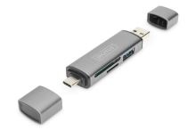 USB čtečka paměťových karet DIGITUS - mikro SD, SD - USB-C, USB-A (OTG) USB3.0