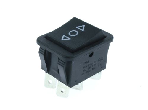 kolébkový přepínač ON-OFF-ON 6pinů 250V/16A (šipky) černá (1)