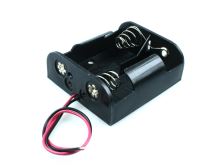 plastový držák baterie 2xR14 (C,&quot;malý buřt&quot;) s drátovými vývody