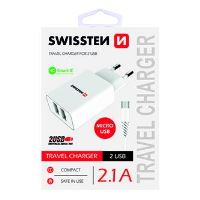 Swissten nabíječka 5V 2X2,1A bílá micro USB kabel