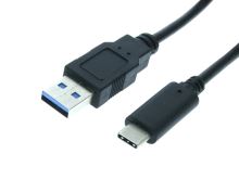PC kabel USB-A 3.0 / USB-C 1m černý