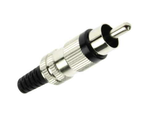 kovový CINCH (RCA) k naletování  na kabel - vidlice černá EST Marushin (1)