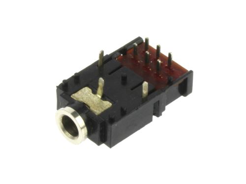 JACK 3,5 stereo zásuvka panelová do plošného spoje, 2x přepínací kontakt