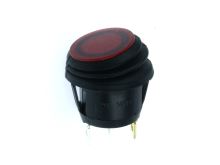 voděodolný kolébkový vypínač OFF-ON 3piny 14V/20A + LED červená IP65