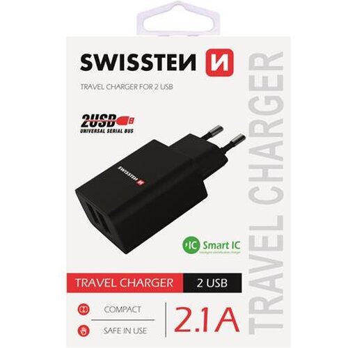 Swissten nabíječka 5V 2X2,1A černá