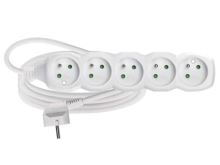 prodlužovací kabel 1,5m, 5 zásuvek bílý 16A 1,0mm2