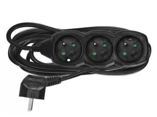 prodlužovací kabel 2m, 3 zásuvky čený 16A 1mm2