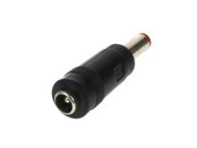 redukce konektoru 5,5x2,1mm zásuvka na 5,5x1,5mm vidlice 12,8mm červená