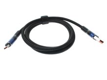 kabel USB-A / USB-C, 5A rychlé nabíjení, 480Mbit/s (2.0) černý bavlněný oplet 1,5m